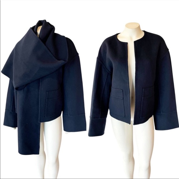 A.L.C Navy wool coat with attached scarf size XS - Picture 4 of 5